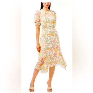 Vince Camuto floral print handkerchief hem dress -Sz 0